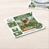 Golf verjaardagsthema voor kattenliefhebbers kartonnen onderzetters (Schuin)