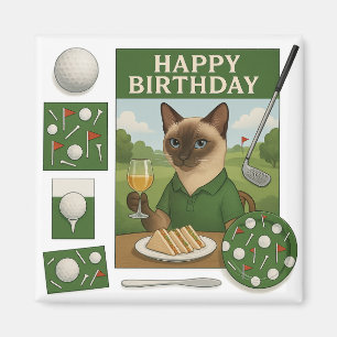 Golf verjaardagsthema voor kattenliefhebbers magneet
