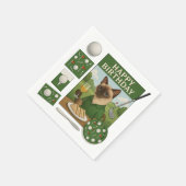 Golf verjaardagsthema voor kattenliefhebbers servet (Hoek)