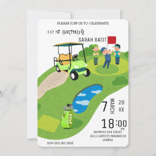 Golf verjaardagsuitnodiging, Golf Par-Tee uitnodig Kaart