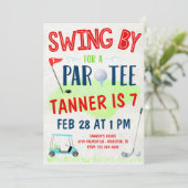 Golf verjaardagsuitnodiging voor kinderen kaart (Staand voorkant)