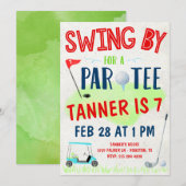 Golf verjaardagsuitnodiging voor kinderen kaart (Voorkant / Achterkant)