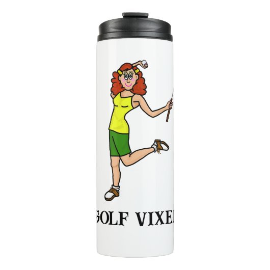 Golf Vixen Vrouw Golfer Thermische Tumbler Thermosbeker (Voorkant)