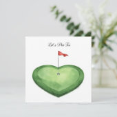 Golf vlag op hartvorm op putting green kaart (Staand voorkant)