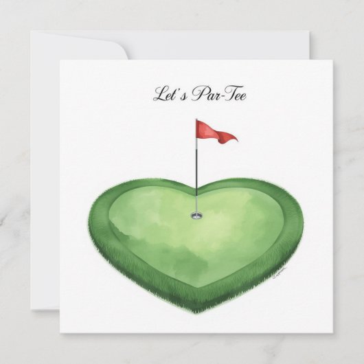 Golf vlag op hartvorm op putting green kaart (Voorkant)