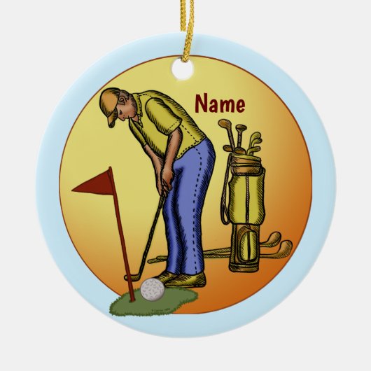 Golf Vlag Papa Golf Keramisch Ornament (Voorkant)