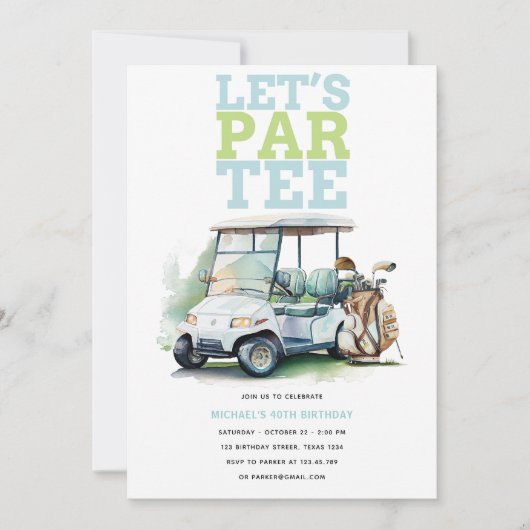 Golf Volwassen Verjaardagsparty Kaart (Voorkant)