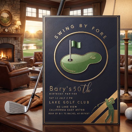 Golf volwassene verjaardagsfeestje kaart