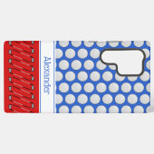 Golf-vormig patroon, aangepaste naam rood blauw samsung galaxy hoesje (Achterkant horizontaal)