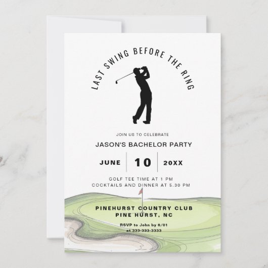 Golf vrijgezellenfeest kaart (Voorkant)