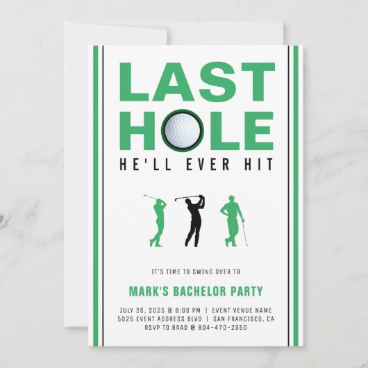 Golf vrijgezellenfeest laatste hole die hij ooit z kaart (Voorkant)