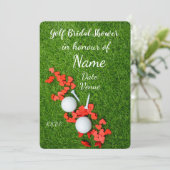 Golf Vrijgezellenfeest met golfbal en liefdesharte Kaart (Staand voorkant)