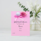 Golf Vrijgezellenfeest met golfbal en roze rozen Briefkaart (Staand voorkant)