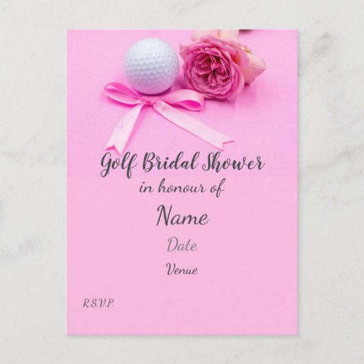 Golf Vrijgezellenfeest met golfbal en roze rozen Briefkaart (Voorkant)