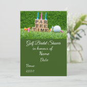 Golf Vrijgezellenfeest met golfbal Save the Date Kaart (Staand voorkant)