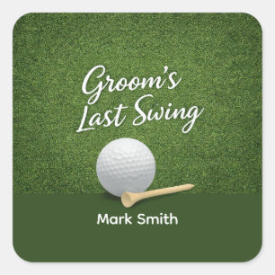 Golf vrijgezellenfeest op de green vierkante sticker