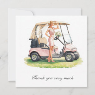 Golf vrijgezellenfeest op golfbaan bedankkaart