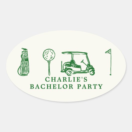 golf vrijgezellenfeest ovale sticker (Voorkant)