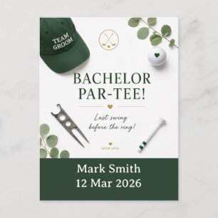 Golf vrijgezellenfeest uitnodiging briefkaart