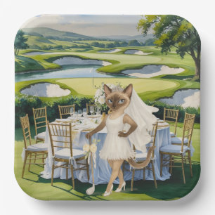GOLF VRIJGEZELLENFEEST voor Cat Lover golfer Papieren Bordje