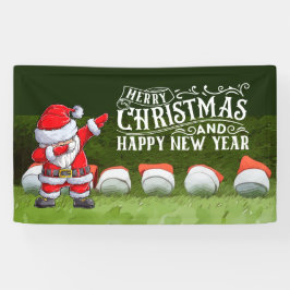 Golf Vrolijk Kerstfeest Kerstman op groen grappig Spandoek