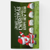 Golf Vrolijk Kerstfeest Kerstman op groen grappig Spandoek (Verticaal)
