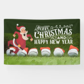 Golf Vrolijk Kerstfeest Kerstman op groen grappig Spandoek (Horizontaal)