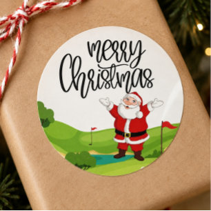 Golf vrolijk kerstfeest met de Kerstman bij de vla Ronde Sticker
