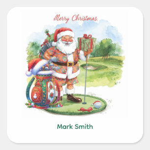 Golf Vrolijk Kerstfeest met de Kerstman Zomer Vierkante Sticker