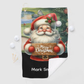 Golf Vrolijk Kerstfeest met Kerstman en zijn tas Golfhanddoek (Insitu)