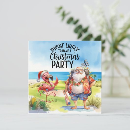Golf Vrolijk Kerstfeest met Santa en flamingo (Staand voorkant)
