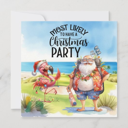 Golf Vrolijk Kerstfeest met Santa en flamingo (Voorkant)
