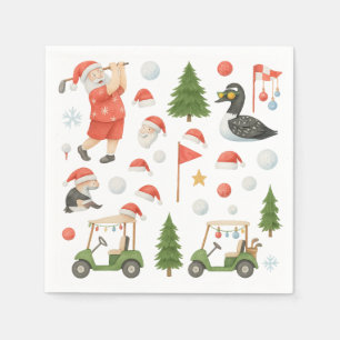 Golf Vrolijk Kerstfeest met Santa Golfing Servet