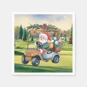 Golf Vrolijk Kerstfeest met Santa Golfing Servet (Voorkant)