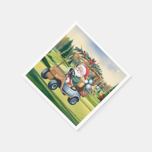 Golf Vrolijk Kerstfeest met Santa Golfing Servet (Hoek)