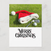 Golf Vrolijk Kerstfeest met Santa Hat op groen Feestdagenkaart (Voorkant)