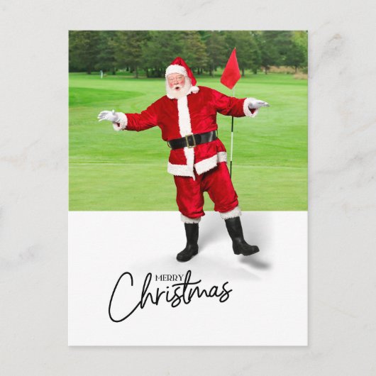 Golf Vrolijk Kerstfeest met Sinterklaas op Groen Feestdagenkaart (Voorkant)