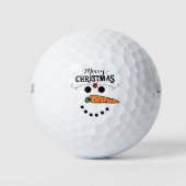 Golf Vrolijk Kerstfeest met Sneeuwman Grappig Golfballen (Voorkant)