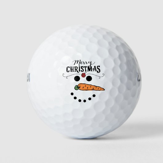 Golf Vrolijk Kerstfeest met Sneeuwman Grappig Golfballen (Voorkant)