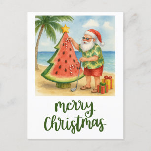 Golf Vrolijk Kerstfeest Santa Golfer Beach thema Feestdagenkaart