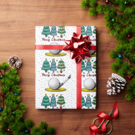 Golf Vrolijk Kerstfeest voor golfer Cadeaupapier