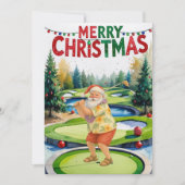 Golf Vrolijk Kerstman golfbaan Feestdagenkaart (Voorkant)