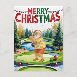 Golf Vrolijk Kerstman golfbaan Feestdagenkaart