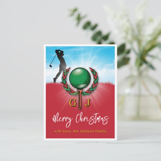 Golf Vrolijk Kerstmis-Holiday Design Briefkaart (Staand voorkant)