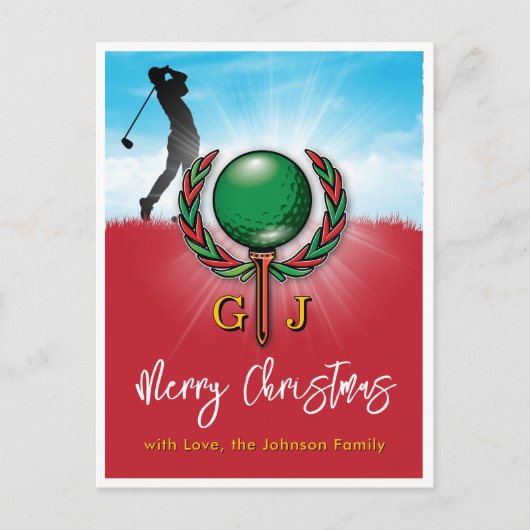 Golf Vrolijk Kerstmis-Holiday Design Briefkaart (Voorkant)