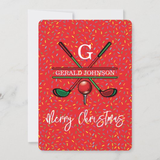 Golf Vrolijk Kerstmis-Holiday Design Kaart (Achterkant)