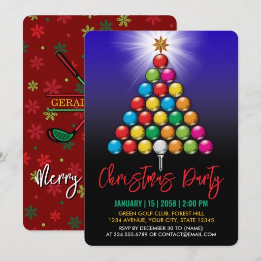 Golf Vrolijk Kerstmis-Holiday Design Kaart (Voorkant / Achterkant)