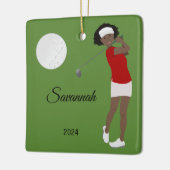 Golf Vrouw Athlete African American Keramisch Ornament (Links)