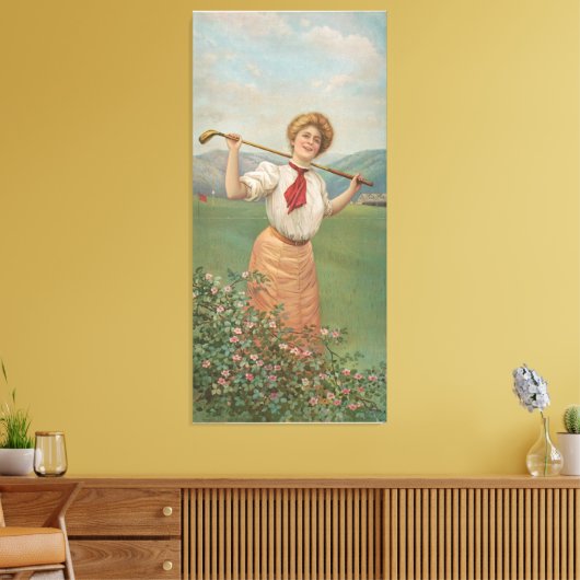 Golf vrouw canvas afdruk (Insitu (Woonkamer))