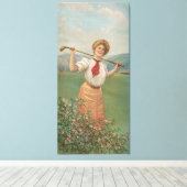 Golf vrouw canvas afdruk (Insitu (Houten vloer))